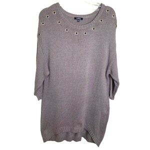 NWT Elementz Womens Grey High/Low Chunky Knit Scoop Neck Tunic Sweater Size 2X